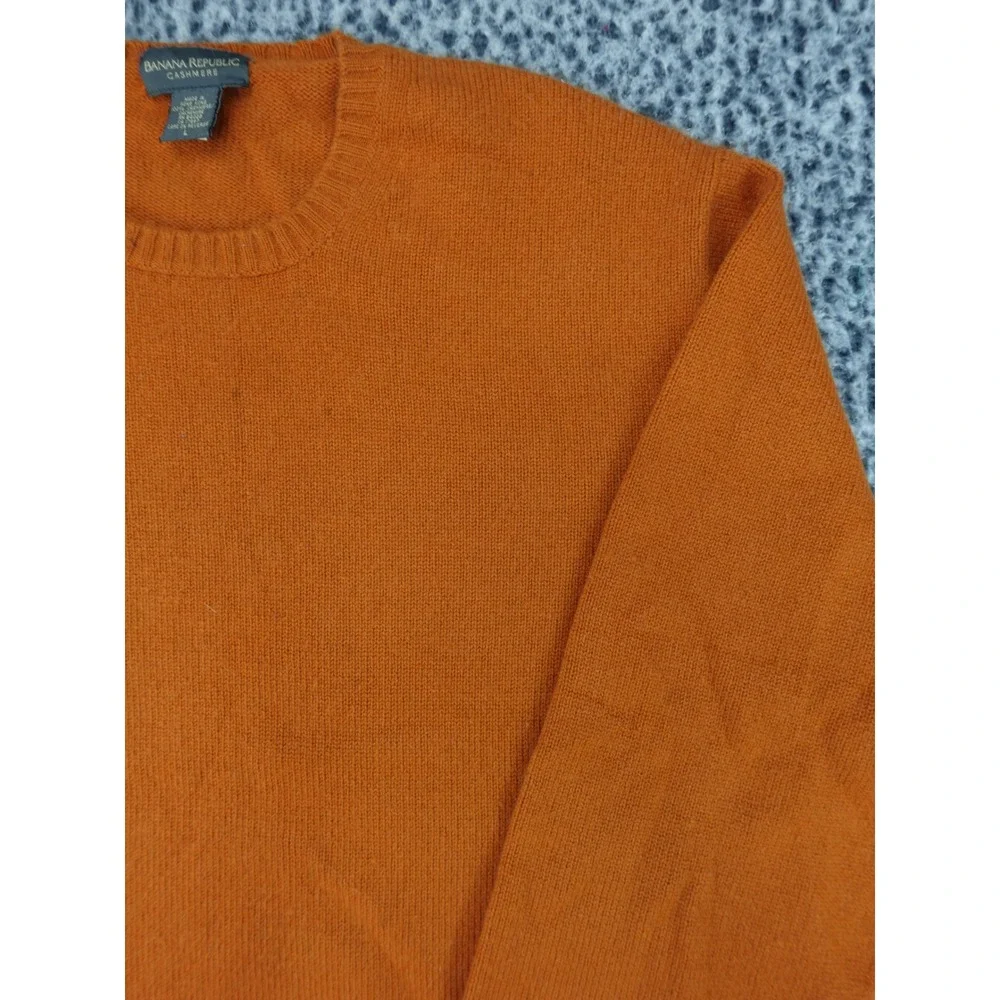 Banana Republic Cashmere Sweater Mens Large Orange Crew Neck Pullover‎ RN54023